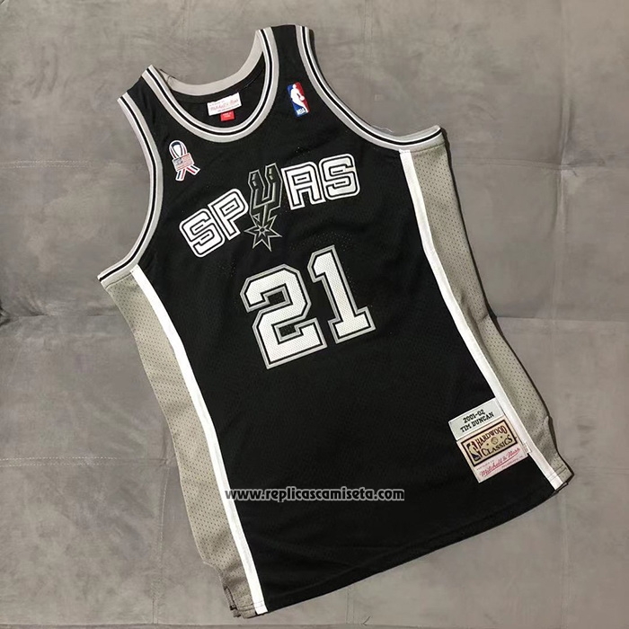 Camiseta San Antonio Spurs Tim Duncan #21 Mitchell & Ness 2001-02 Negro